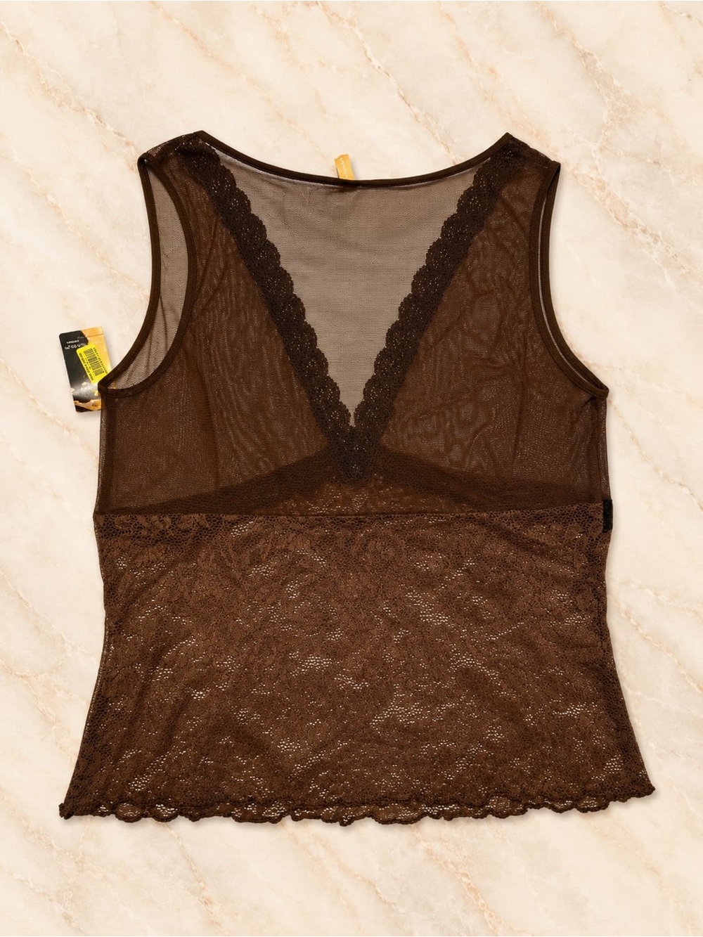 Sensara Brown Lace Plunge Brami with Black Trim